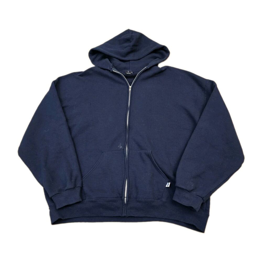 Vintage 90s Russell Athletic Hoodie Full Zip Men's Size 2XL Blue